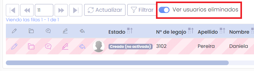 Ver usuarios eliminados
