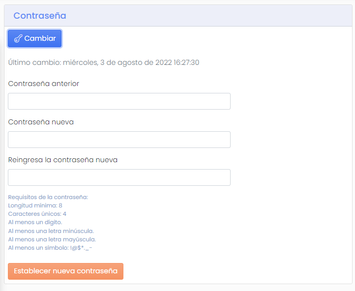 Cambio de contraseña
