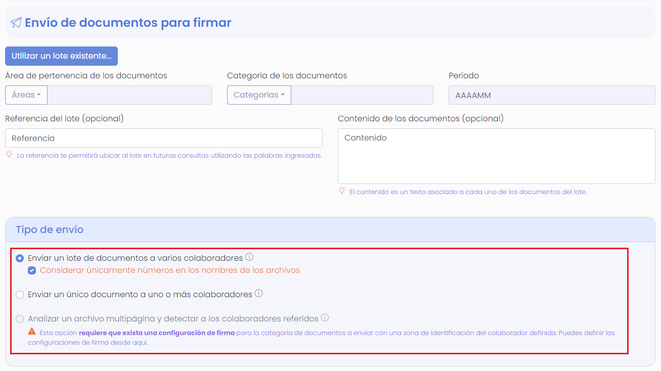 Envío de documentos