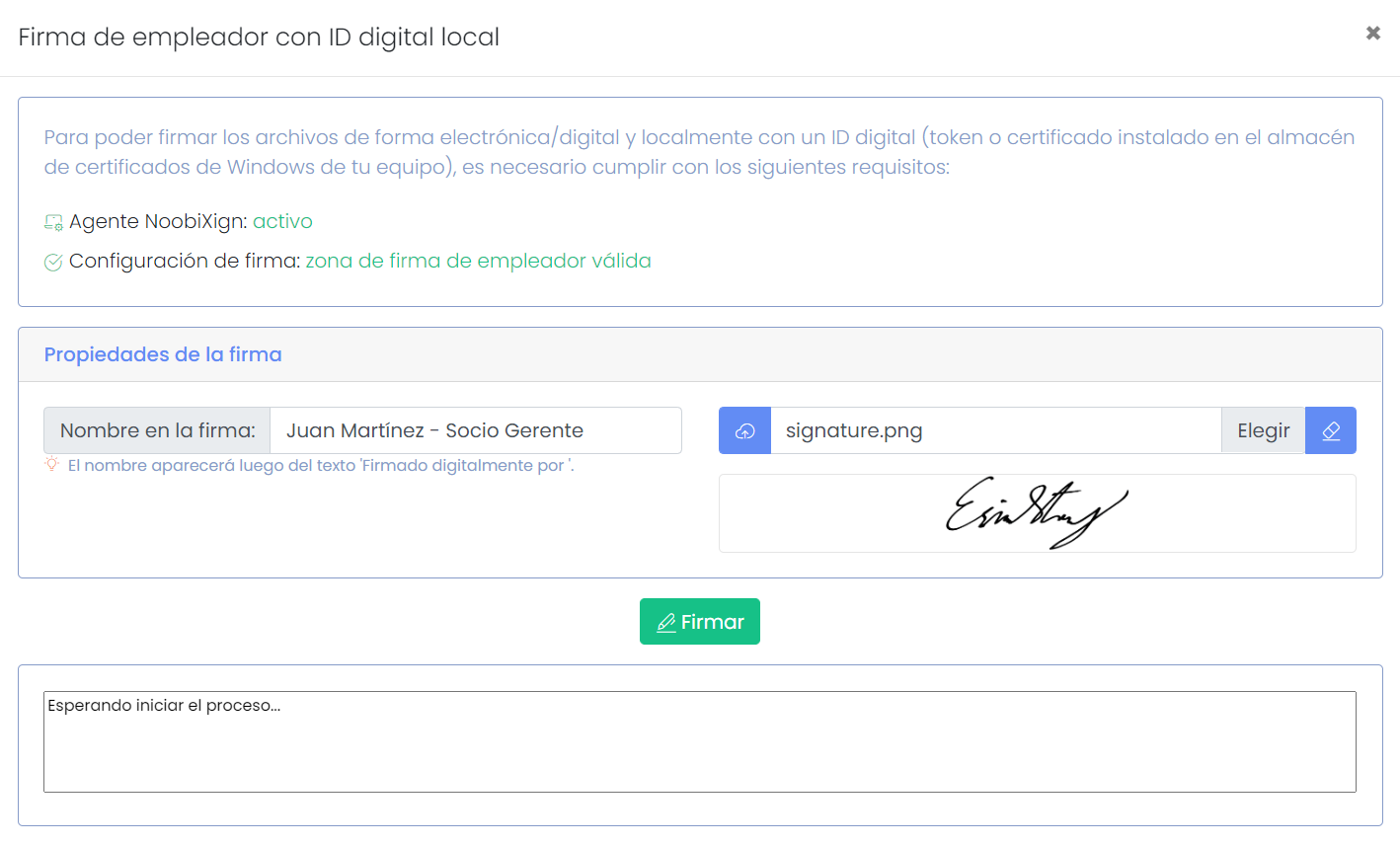 Opciones de firma con token